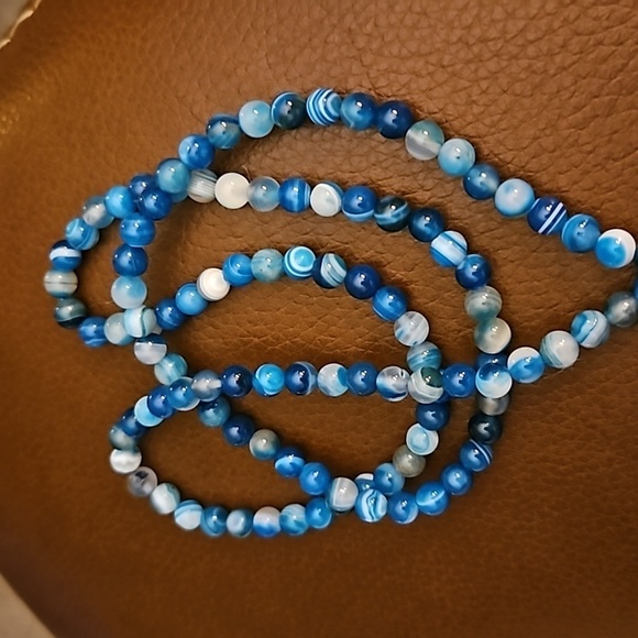 3/$30 Blue Agate Buddhist 108 Prayer Mala Stretchy Bracelet Necklace - Picture 5 of 5